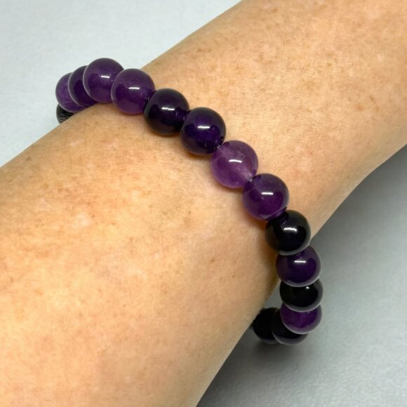 Amethyst Gemstone Bracelet 8MM | Handmade Crystal Healing Jewelry - Picture 7 of 10